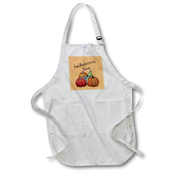 Apron - Gourds and Pumpkins with Friendship Text Above Art - Holidays