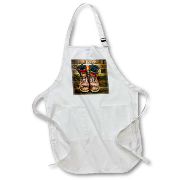 Apron - Old work boots by brick wall Photography - Still Life