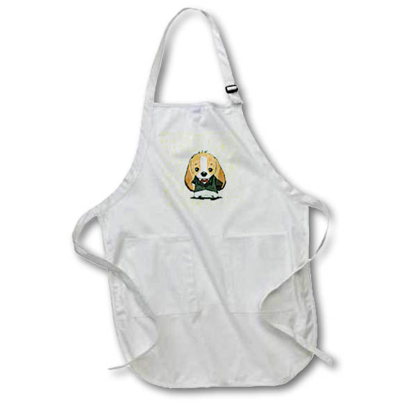 Apron - Image of Tan Doggie With Black Jacket Painted In Impressionism Style lens Art by Florene - Impressionism For kids