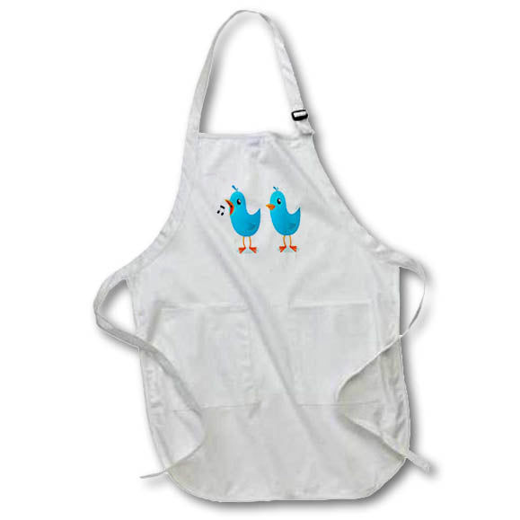 Apron - Image of Two Blue Chirping Birds In Painted Impressionism Style lens Art by Florene - Impressionism For kids