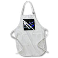 Apron - Image of Contemporary White Bars With Blue On Black Painting lens Art by Florene - Modern Abstract Art