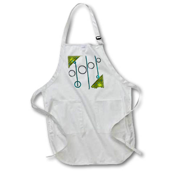 Apron - Image of Unique Metallic Lime Silver And Aqua Painting lens Art by Florene - Modern Abstract Art
