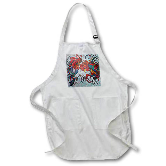 Apron - Farmyard Roosters The Pecking Order Acrylic Painting - Roosters