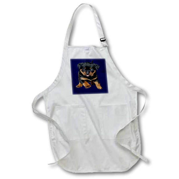 Apron - Cute Rottweiler Puppy Running With Tongue Out Vector Art - Rottweiler Puppy