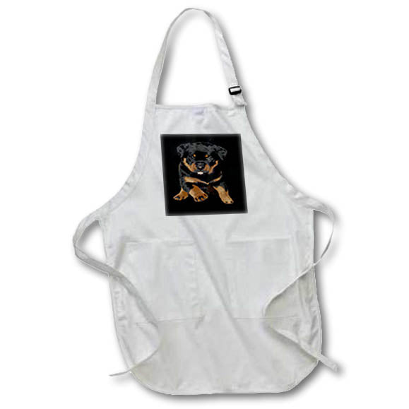 Apron - Cute Rottweiler Puppy Running With Tongue Out Vector Art - Rottweiler Puppy
