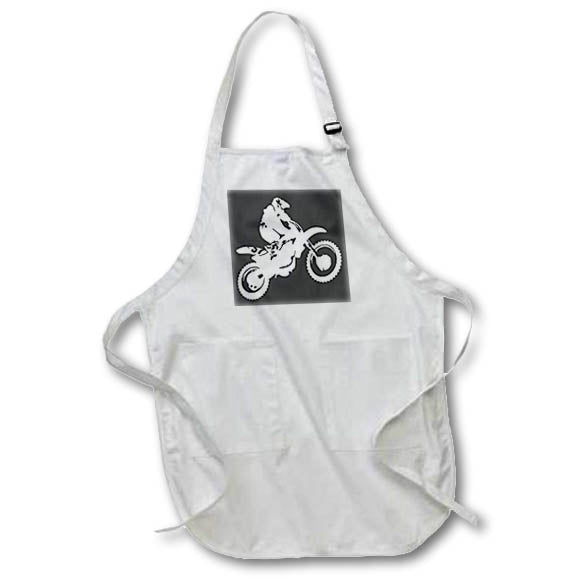 Apron - Motor X Dirt Bike Monotone Vector Art White Design Vector Art - Dirtbike Motorx Rider