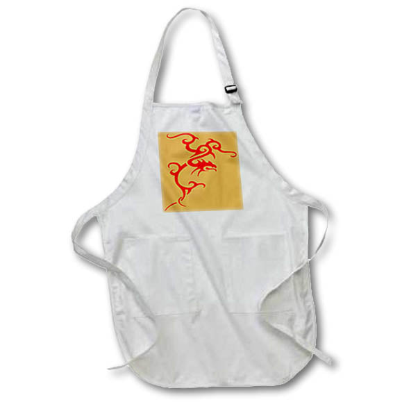 Apron - Minimalistic Japanese Tribal Style Dragon In Red Vector Art - Dragon