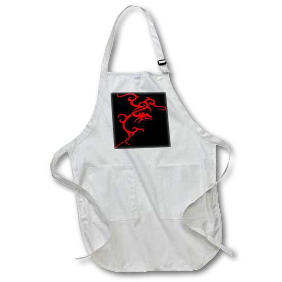 Apron - Minimalistic Japanese Tribal Style Dragon In Red Vector Art - Dragon