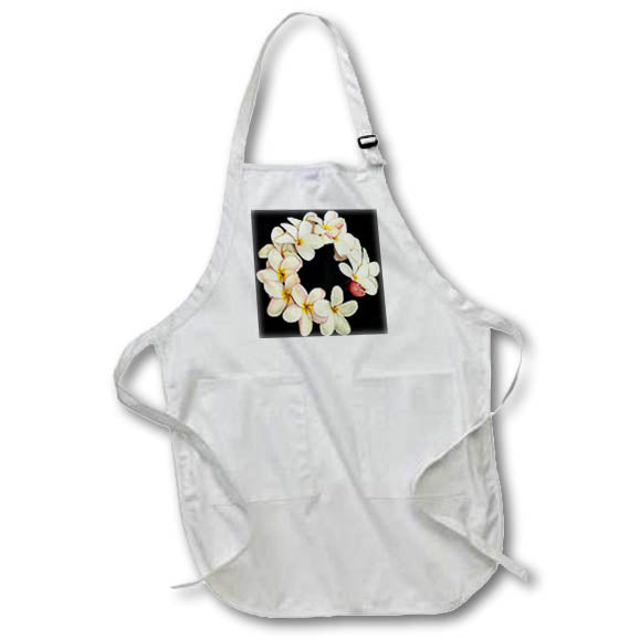 Apron - Plumeria Tropical Flower Garland Wreath-Like Pattern Acrylic Painting - Frangipani Blossom