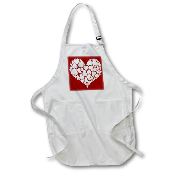Apron - A Heart Full of Love Romantic Heart White Hearts On Red Vector Art - Hearts