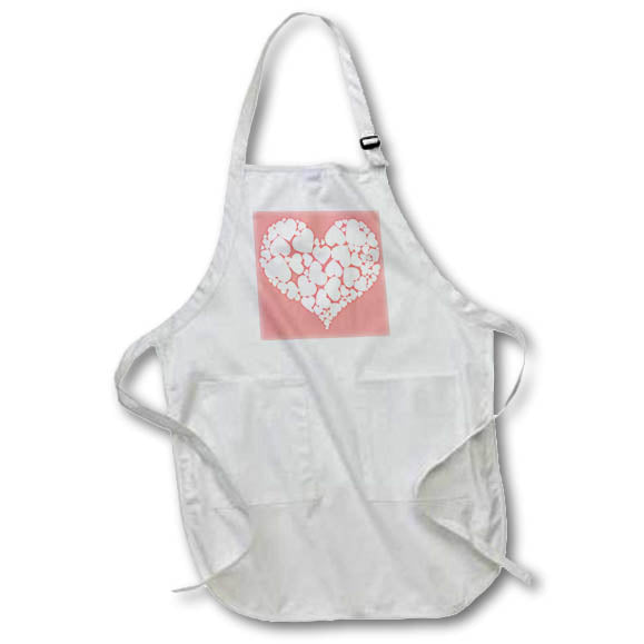 Apron - A Heart Full of Love Romantic Heart White Hearts On Pink Vector Art - Hearts