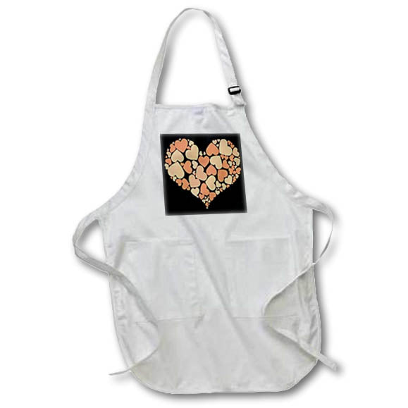 Apron - A Heart Full Of Peach Colored Hearts On Black Background Vector Art - Hearts