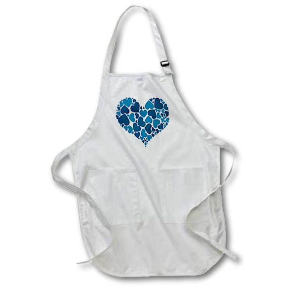 Apron - A Heart Full Of Grey Blue Hearts On White Background Vector Art - Hearts