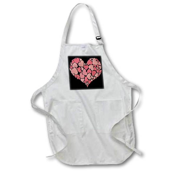 Apron - A Heart Full Of Pale Pink Hearts On Black Background Vector Art - Hearts