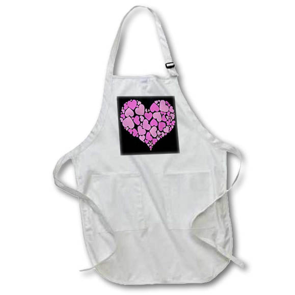 Apron - A Heart Full Of Girly Pink Hearts On Black Background Vector Art - Hearts