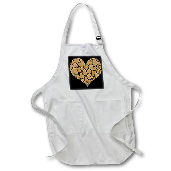 Apron - A Heart Full Of Ochre Colored Hearts On Black Background Vector Art - Hearts