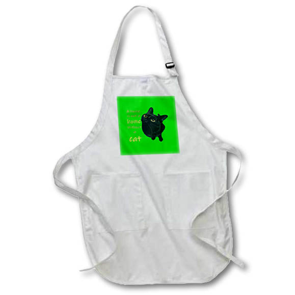Apron - A House Is Not A Home Without A Cat Vector Art - Black Cat