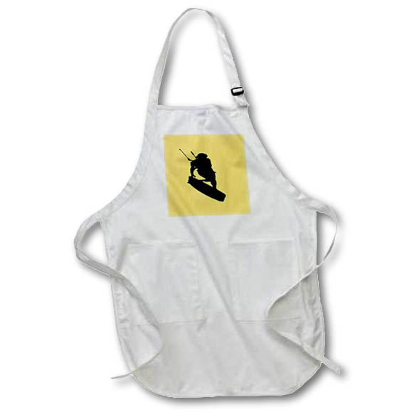 Apron - A Kitesurfers Freestyle Kite Girl Silhouette On Sunset Yellow Vector Art - Kitesurfer Silhouette