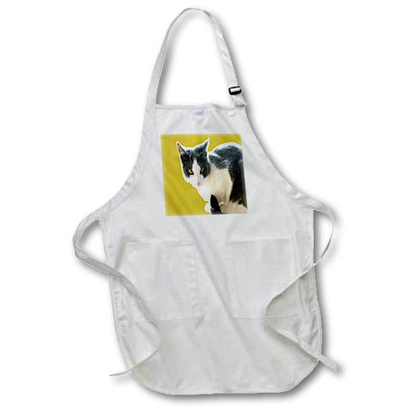 Apron - Grey And White Tuxedo Cat Vector Art Vector Art - Tuxedo Cat