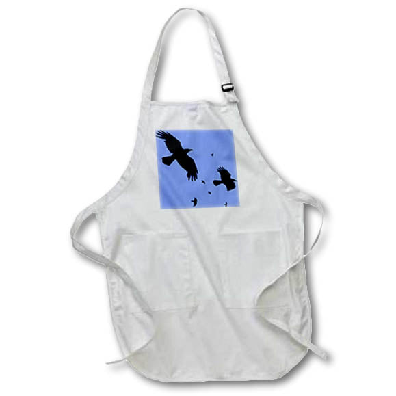 Apron - Crows or Ravens In Flight Minimalist Silhouette Vector Art - Crows