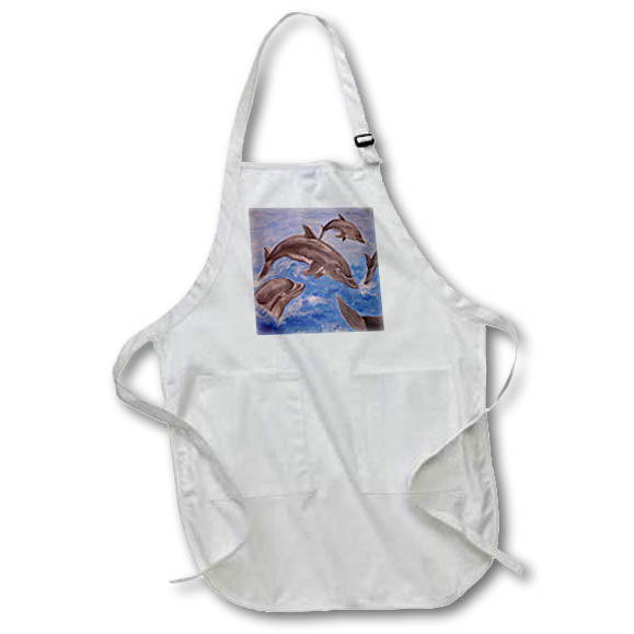 Apron - A Pod of Playful Jumping Dolphins Acrylic Painting - Dolphins