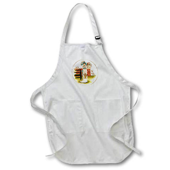 Apron - Pretty Kate Greenaway illustration of a girl with a basket of roses Kate Greenaway Nursery Designs