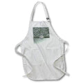 Apron - Image of Textured Leaves, Crystal Jewel on Ribbon, Gray Green Jewel Design