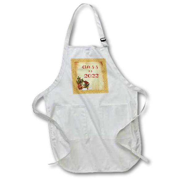 Apron - Image of Diploma Books Flowers Clock Design, Class of 2022 Graduation Design