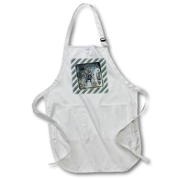 Apron - Image of Vintage Design of Flowers, Vase, Chair, Telephone, Damask Vintage Design