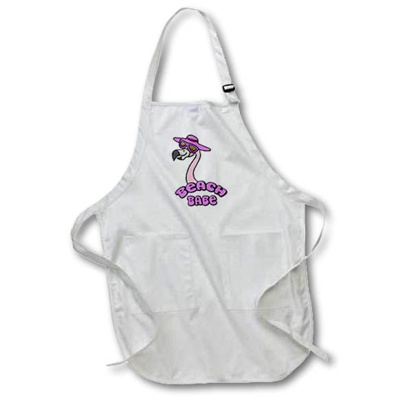 Apron - Cute Funny Flamingo in Sunglasses Beach Babe Vacation Cartoon At the Beach