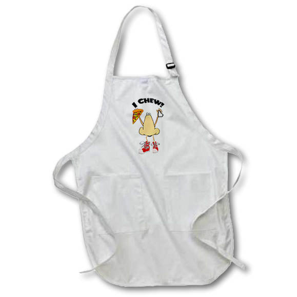 Apron - Cute Funny Nose Man eating Pizza I Chew Pun Cartoon Funny