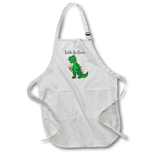Apron - Funny Green Godzilla Monster eating Vanilla Ice Cream Vazilla Pun Funny