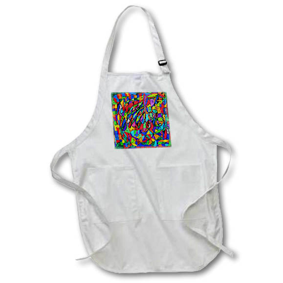 Apron - Image of African Abstract Painting Red Purple And Lime lens Art by Florene - African Art