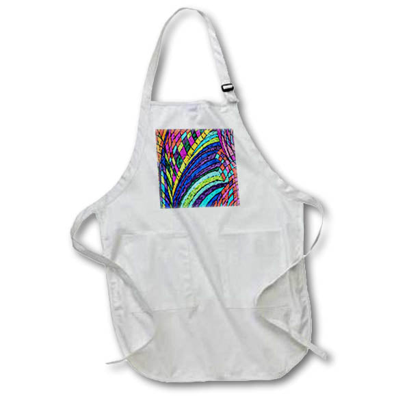 Apron - Image of Abstract African Painting Blue Purple Orange Cubes Stripes lens Art by Florene - African Art