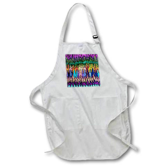 Apron - Image of Rows of Fuchsia Green And Blue African Painting lens Art by Florene - African Art