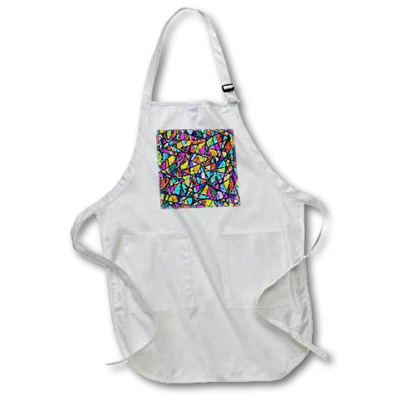 Apron - Image of African Triangles in Fuchsia Aqua And Yellow Orange Art lens Art by Florene - African Art