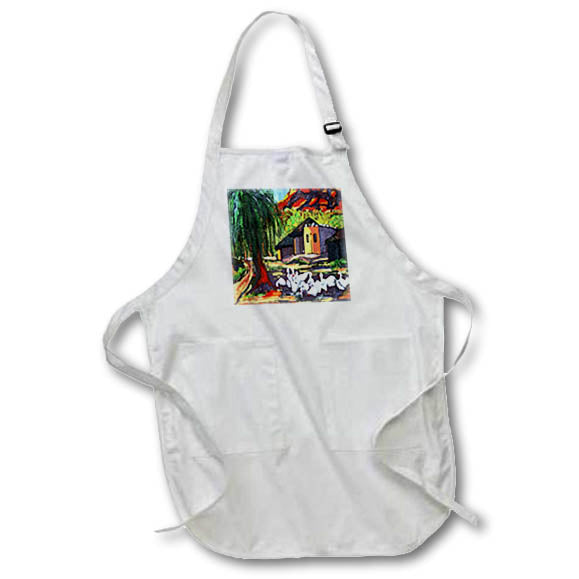 Apron - Image of Mountain Landscape With Ducks Tree And House In Africa lens Art by Florene - African Art
