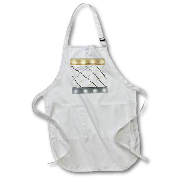 Apron - Image of Metallic Gold And Silver Bars With Black Gold Lines Painting lens Art by Florene - Contemporary Minimalist