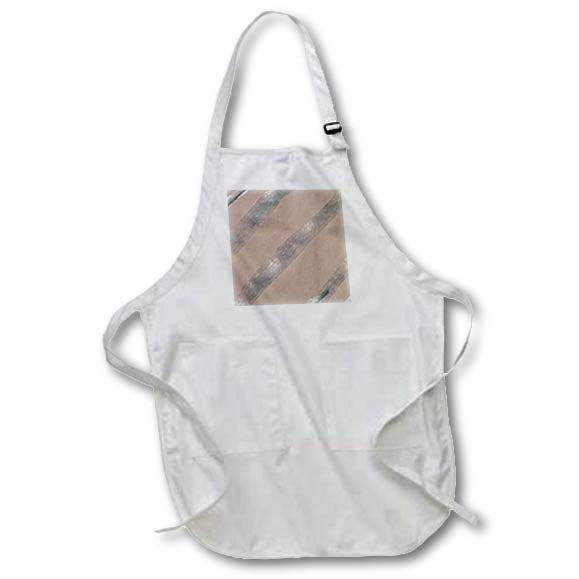 Apron - Image of Metallic Silver Diagonals On Neutral Minimalist Painting lens Art by Florene - Contemporary Minimalist