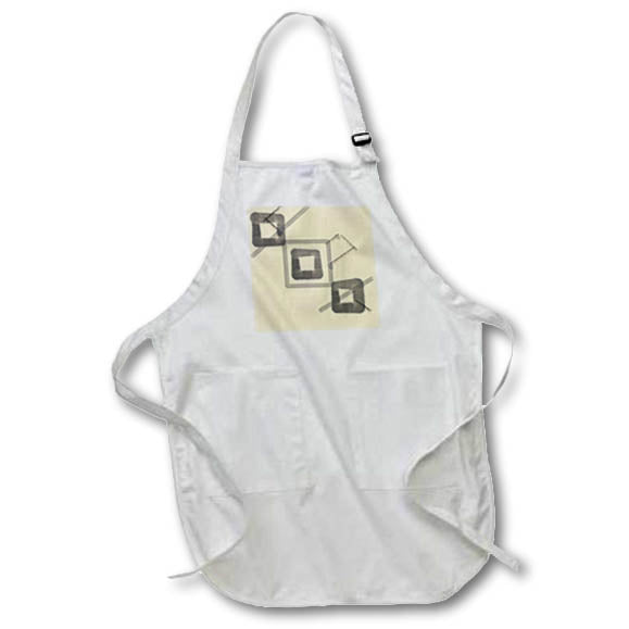 Apron - Image of Contemporary Trendy Neutral Gray Squares On Beige Canvas lens Art by Florene - Contemporary Minimalist