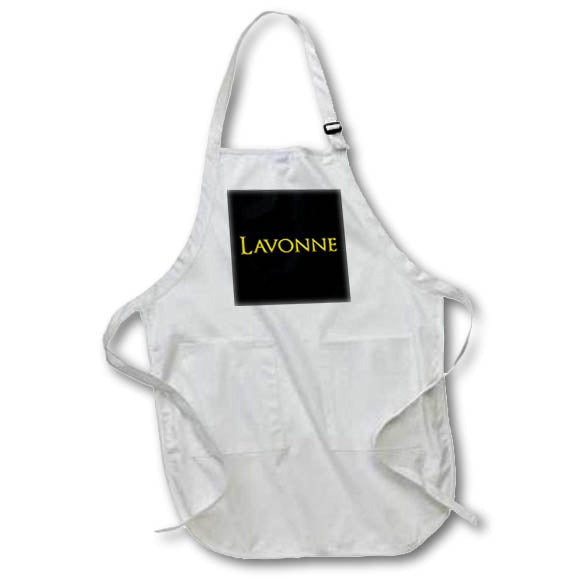 Apron - Lavonne beautiful girl baby American name. Yellow on black charm Alexis Design - Popular Female Names in USA