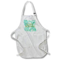 Apron - Image of green marble, line decoration, yellow Happy Holidays text Alexis Design - Holidays Christmas
