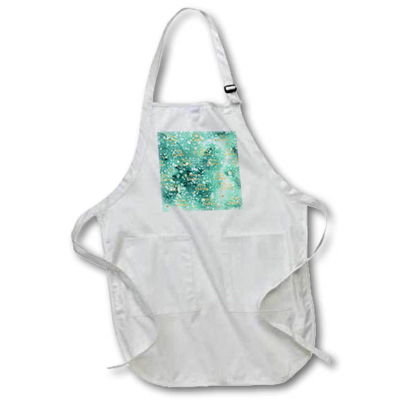 Apron - Image of green surface, snowflakes, yellow Merry Christmas text Alexis Design - Holidays Christmas