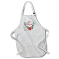 Apron - Image of wooden planks, floral wreath, God bless you pink text Alexis Design - Holidays Christmas