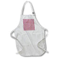Apron - Christmas pattern of red, white vertical lines, blue ornament balls Alexis Design - Pattern Christmas New Year