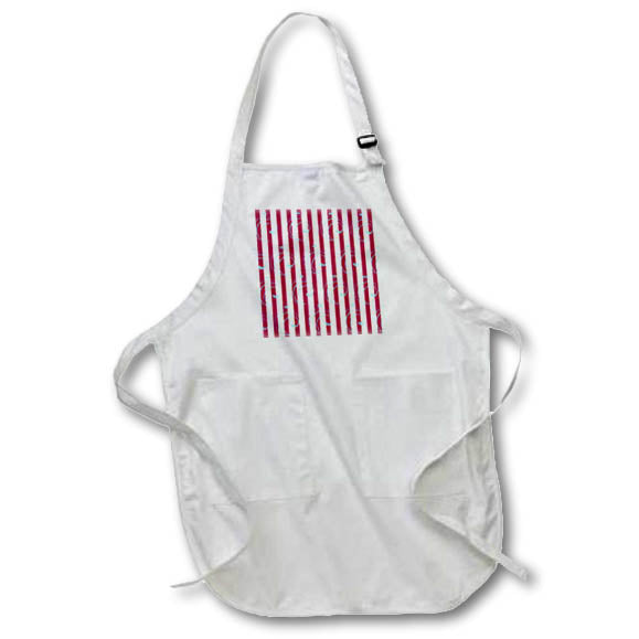 Apron - Christmas pattern of red, white vertical lines, blue ornament balls Alexis Design - Pattern Christmas New Year