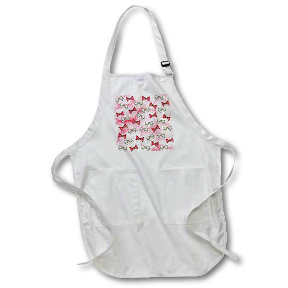 Apron - Festive pattern of red, white bow ties against the pink background Alexis Design - Patterns