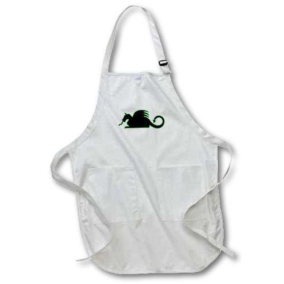 Apron - My cool little dragon silhouette with a glowing green outlines. Animal - Black Dragon