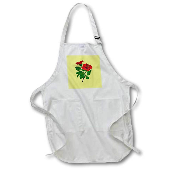 Apron - A Tropical Red Hibiscus Flower Isolated Botanical Art Acrylic Painting - Red Hibiscus