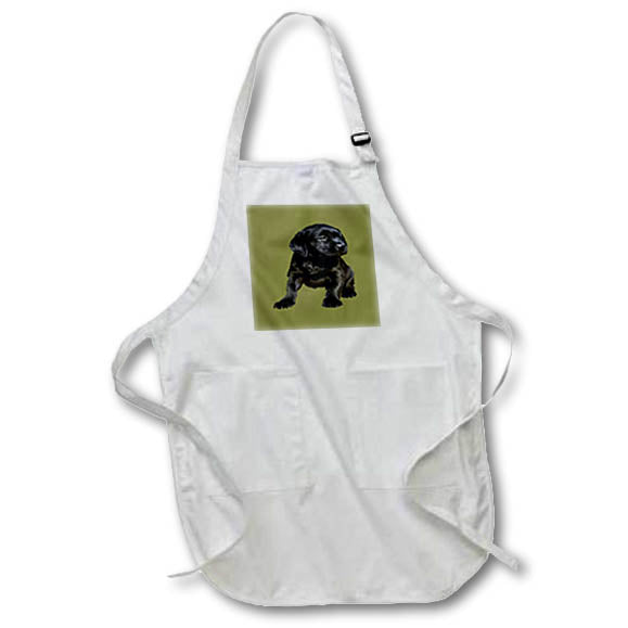 Apron - Adorable and Cute Black Labrador Sitting Puppy Vector Vector Art - Black Labrador